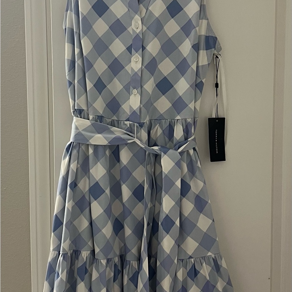 New Tommy Hilfiger Blue and White Checkered Dress